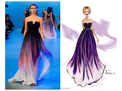 Elli Saab Dress art fashion fashionillustration illustration purple