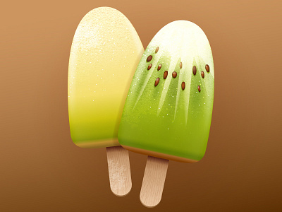 Melon and kiwi ice cream ice cream illustration illustrator kiwi melon popsicle summer sweet vector