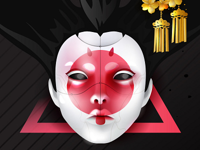 Robot Geisha from Ghost in the shell art cyber fan geisha ghost in the shell gits illustration illustrator movie vector