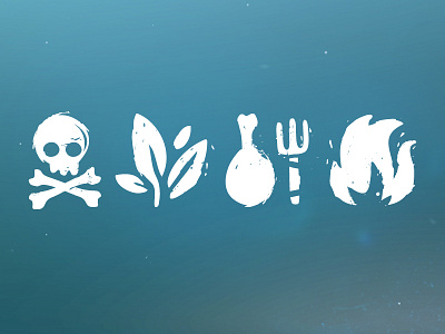 Icons for the game design fire food game herb icon skull vector