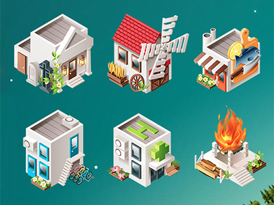 Icons for The Universim game building game icon illustrator set ui vector