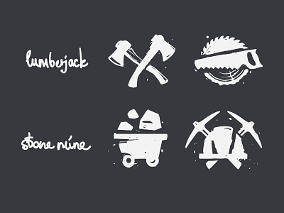 Lumberjack and stone mine icons axe game icon lumberjack mine stone vector wood