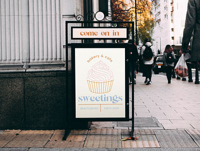 Sweetings Bakery - Standing Sign branding design illustration logo signage typography