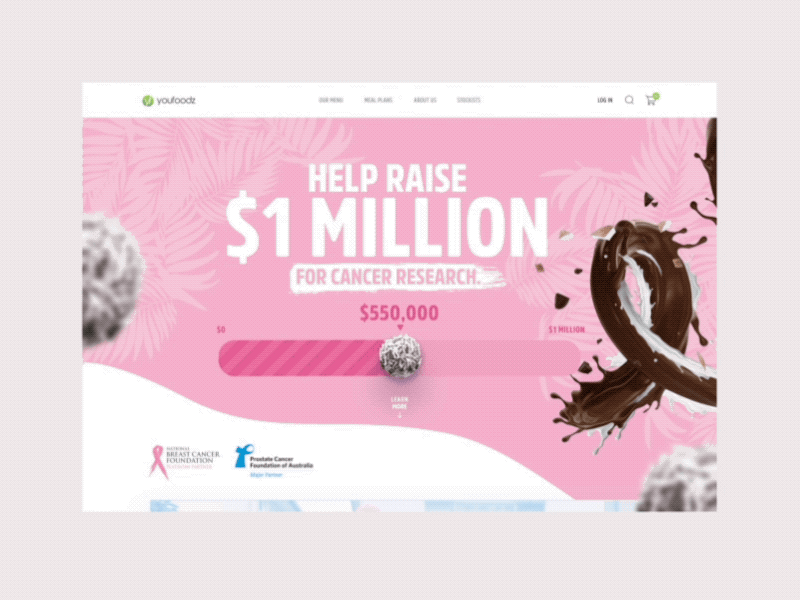 Charity Ballz landing page after effects animated gif landing landing page live scroll ui ux youfoodz
