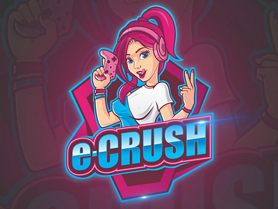 e-CRUSH Gaming Logo 2d 3d app branding design gaming icon illustration logo mascot ui vector