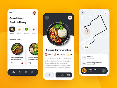 Food delivery - Mobile app 2d 3d app branding delivery app design food app icon illustration logo mobile app ui vector