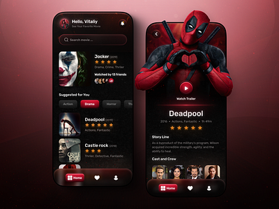 Mobile App for movies 2d 3d app branding design icon illustration logo movie netflix ui vector