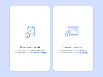 Error Screens - No access to calendar, No access to photo's