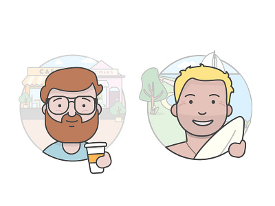 Male character illustration beard character dad hipster illustration male surfer