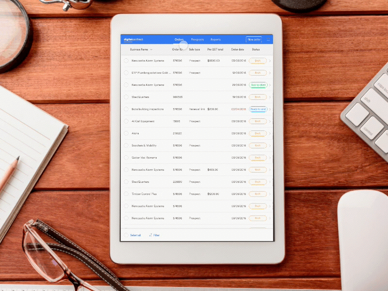 Navigation of Tables UI dashboard design internal navigation product selection ui ux