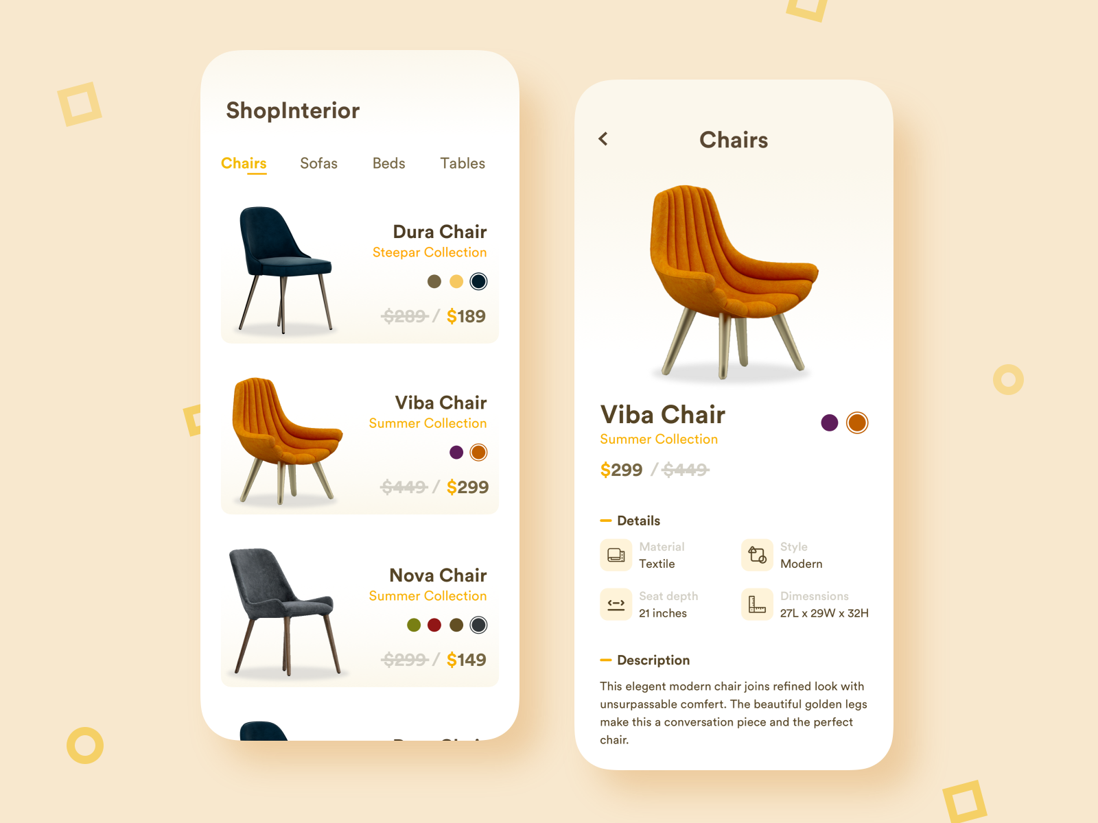 Furniture Ecommerce App Concept by Nirav on Dribbble