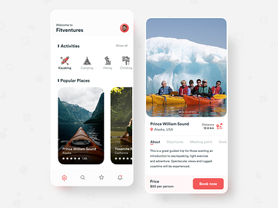 Adventure traveling app UI