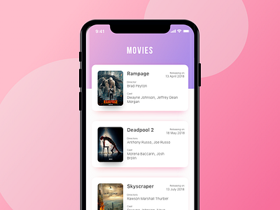 Movies App app application colorful design film hollywood ios iphonex movies ui user interface ux