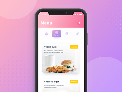 Restaurant App app application burger design food app ios iphonex order restaurant sketch ui ux