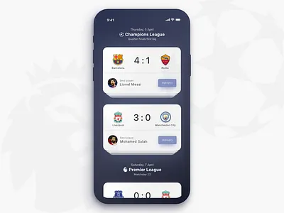 Football Score App Concept app application barcelona design football ios iphonex score sketch sports ui ux