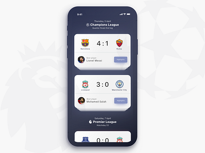 Football Score App Concept app application barcelona design football ios iphonex score sketch sports ui ux