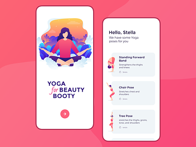 Yoga App app app design app ui application calm clean design fitness girl character illustration ios lifestyle minimal minimalist product sketch ui yoga yoga app