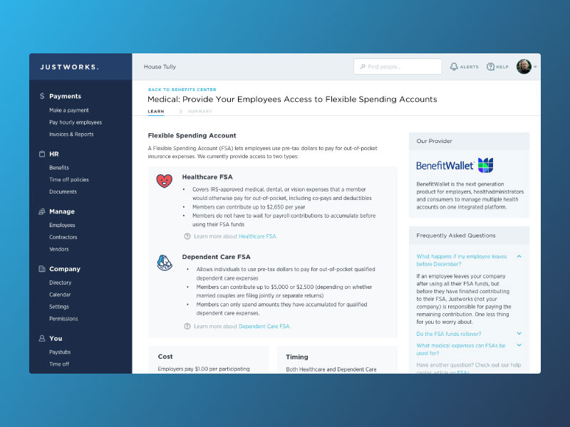 FSA Learn Page userinterface ui product insurance hr health fsa design dashboard