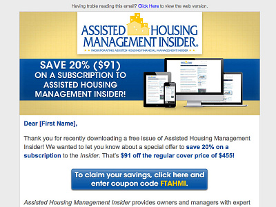 Assisted Housing Management Insider email newsletter real estate