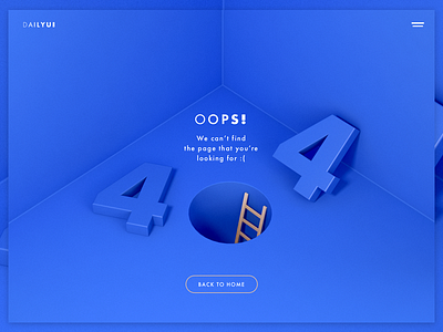 Daily UI | 008 — 404 Page 3d 404 blue daily ui oops typography