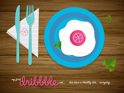 Being Healthy art dining dribbblebranding firstshot food fork healthy illustration knife manners omelette