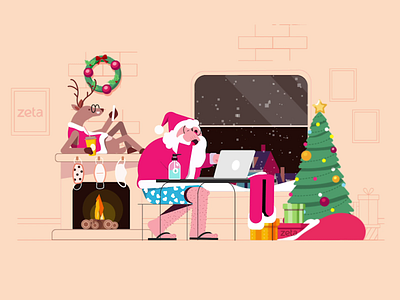 HO! HO! HO! Merry Christmas Folks :) animation character christmas flat gif gift illustration santaclaus snow vector xmas
