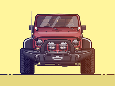 Jeep wrangler 4x4 icon illustration jeep mud offroad race stroke vehicle