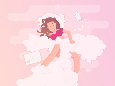 Sleeping Girl bed character character design girl hot illustration illustrator sleep