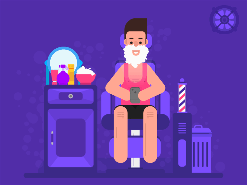 Beard Grooming animated after effects animation blue character color design flat gif illustration motion pole saloon