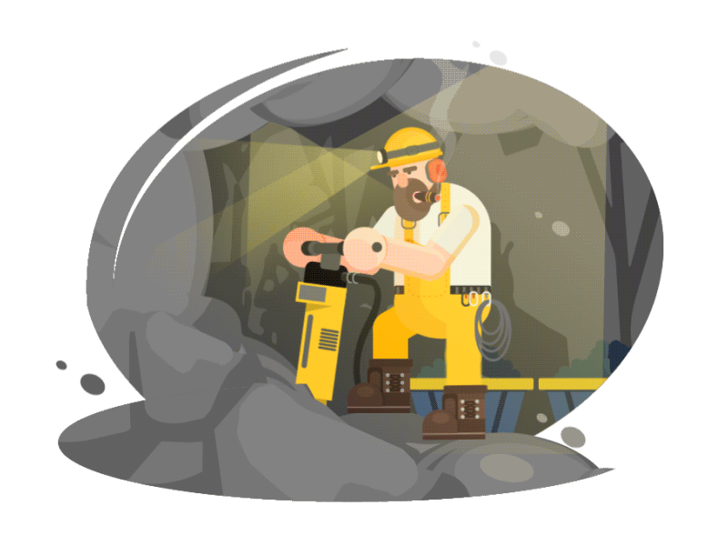 Crazy Driller after effects animation dark design gif illustration light loop man motion work yellow