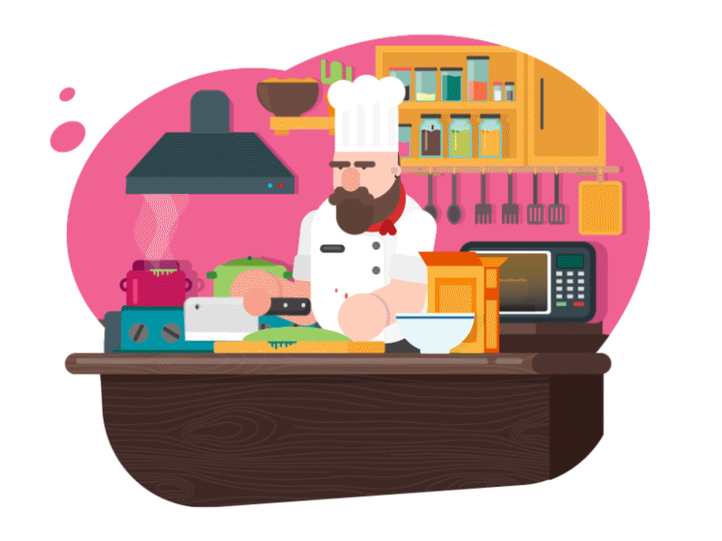Master Chef animation character clean cute design flat food gif illustration motion simple vector