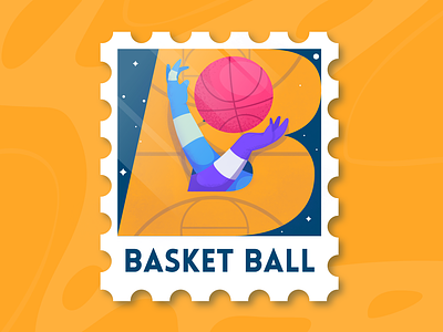 36 Days of type - B 36 days of type 36 days of type lettering 36days b basketball flat illuatration letter b stamp vector