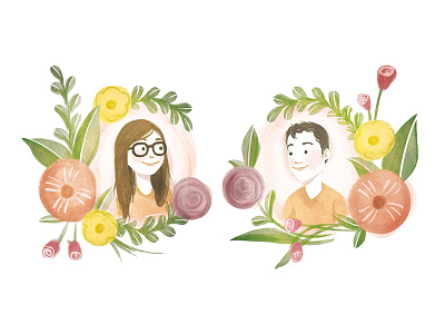 Rosie & Chris couple flowers illustration picture book portrait wedding