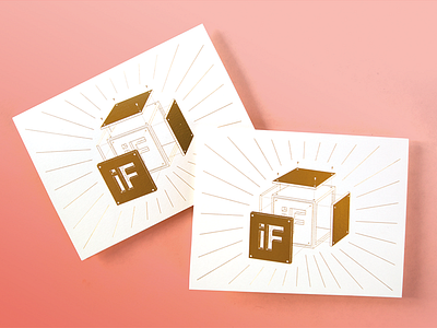 iF exploded cube cards illustration metallic print vector