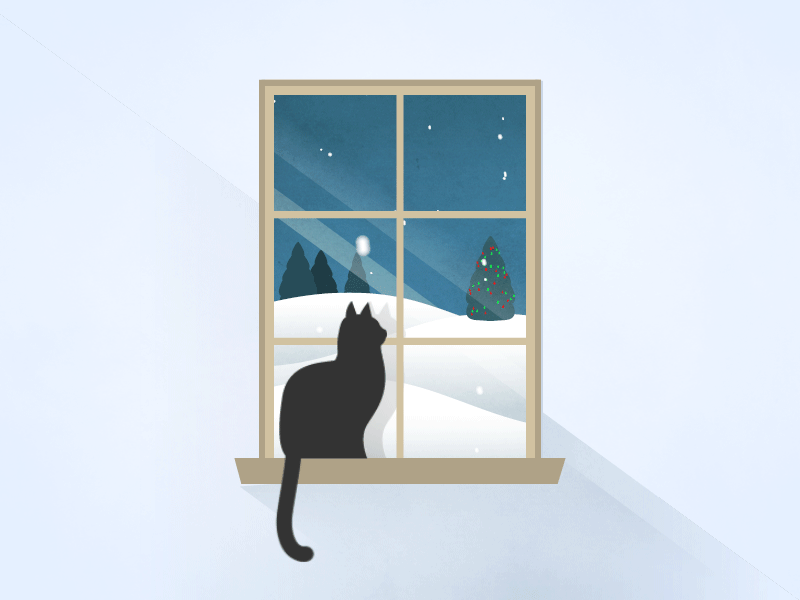 Snowy Window Cat animation cat illustration loop snow vector art window
