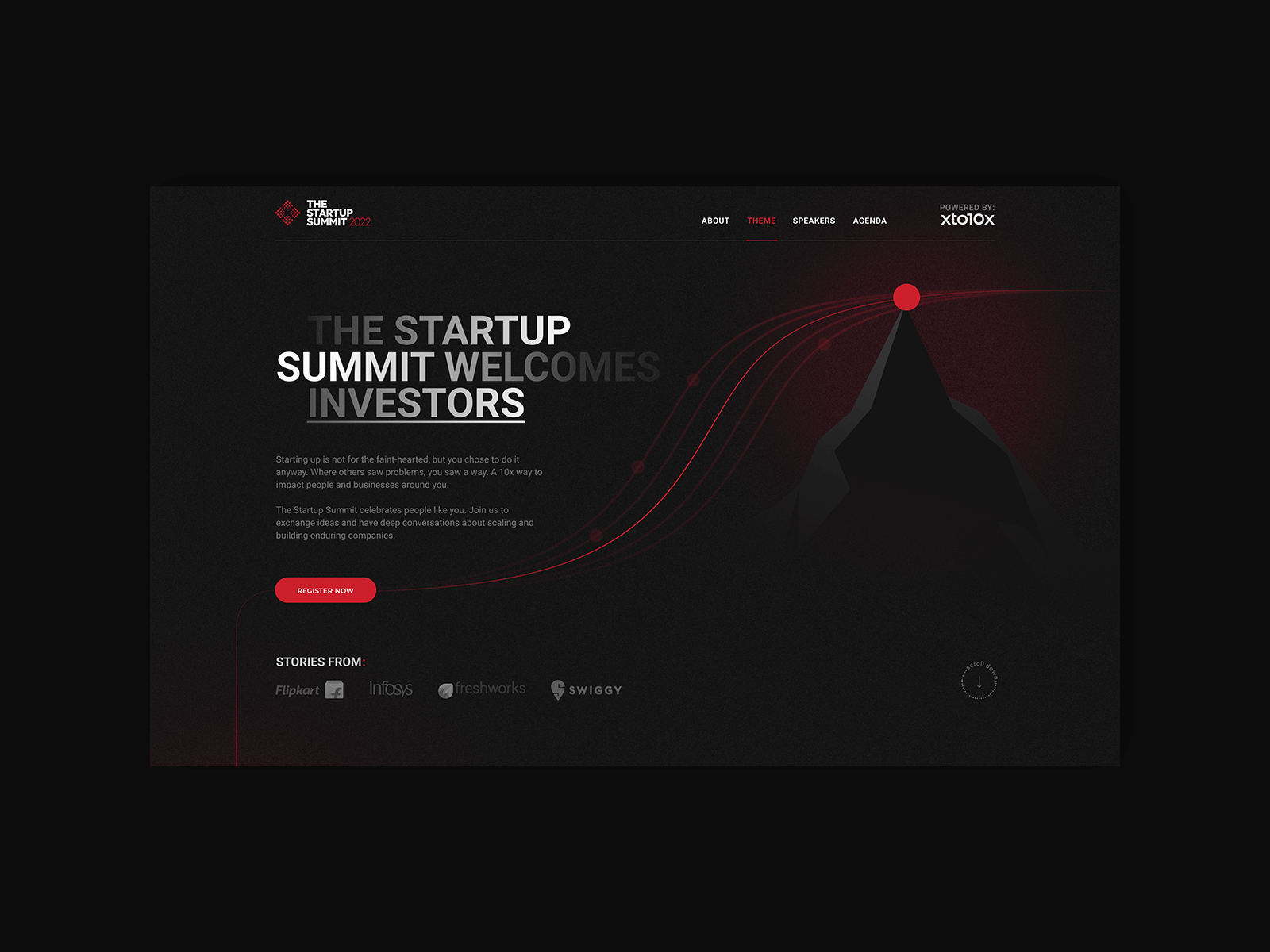 X to 10X - The Startup Summit branding dark theme design graphic design illustration ui ux