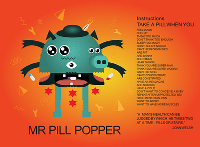 MR PILL POPPER design illustration vector