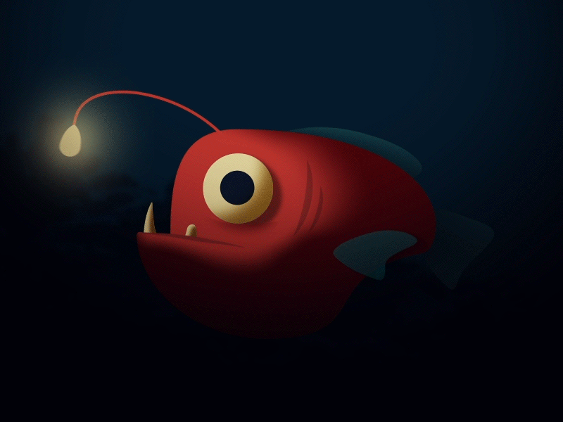 Angler fish after effects animal animated bubbles bulgaria dark eating funny gif glow hungry hunting light marine life ocean sea silly swimming underwater voracious