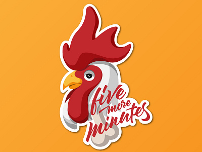 Five more minutes chicken cock five lazy minutes more morning rooster rural sleepy sticker wake up