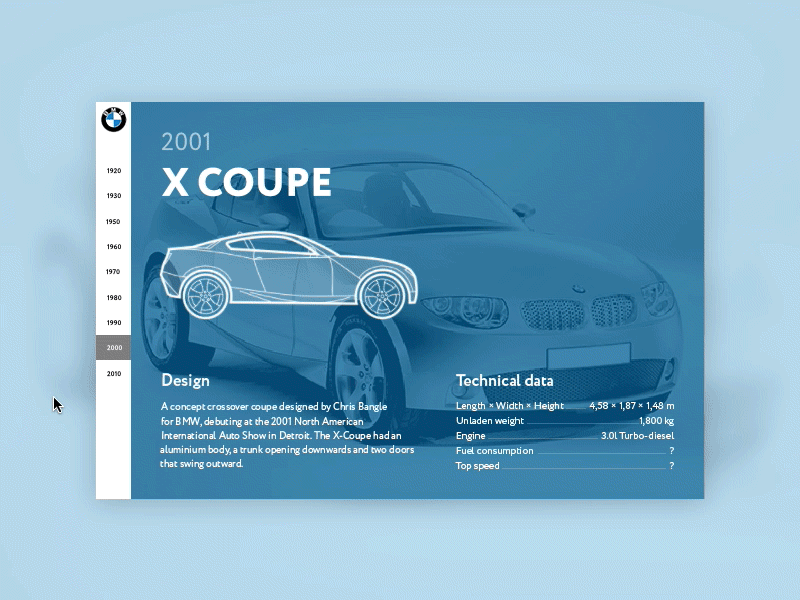 The history of BMW animation auto bmw car gif history icon interface motion principle web