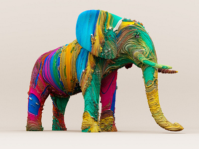 SubPoly Displaced Elephant 3d c4d cinema 4d elephant illustration physical render