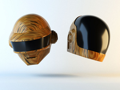 Wooden Daft Punk Helmets 3d arnold c4d cinema 4d illustration