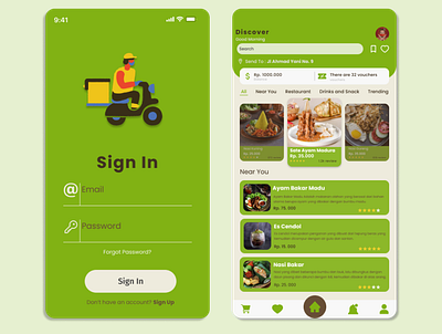 Indonesian Food Delivery App #1 app branding design food food app green icon illustration logo typography ui ux vector
