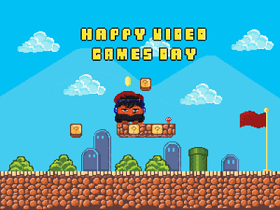 Happy Video Game’s day! characterdesign design game illustration mario pixle pixleart poster videogames