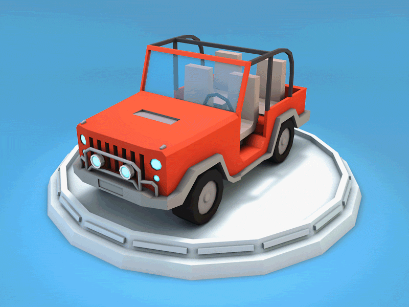 Low Poly Jeep 3d animation art blue c4d cartoon explainer cinema 4d jeep low poly modeling motion design red