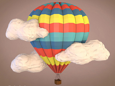 Cartoon Balloon Low Poly 3D Model aerostat airscrew airship balloon blimp cartoon dirigible gasbag low poly low poly polygonal soar
