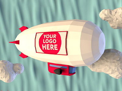 Cartoon Airship Low Poly 3D Model