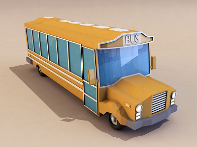 Low Poly Bus 3d bus car cartoon low poly polygonal school bus usa bus