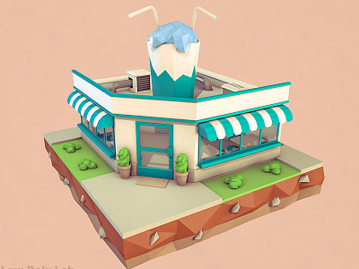 Low Poly Cafe cafe cafeteria cartoon restaurant cocktail coffee food low poly restaurant shop soda store