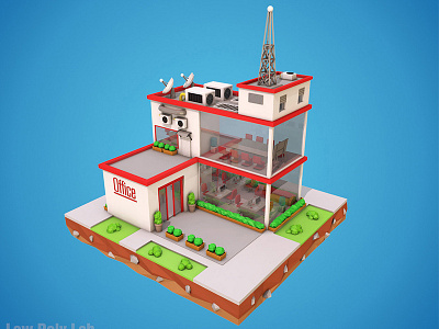 Low Poly Office Building building business cartoon center company factory house job low poly office radio store